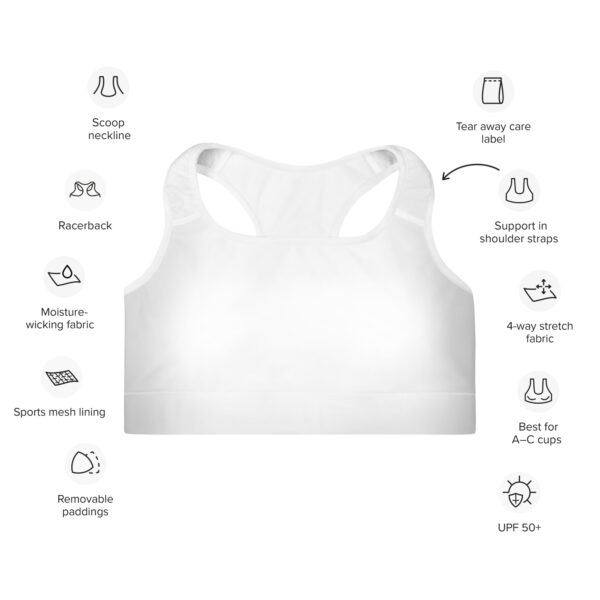Padded Sports Bra - Gold Logo - Image 2